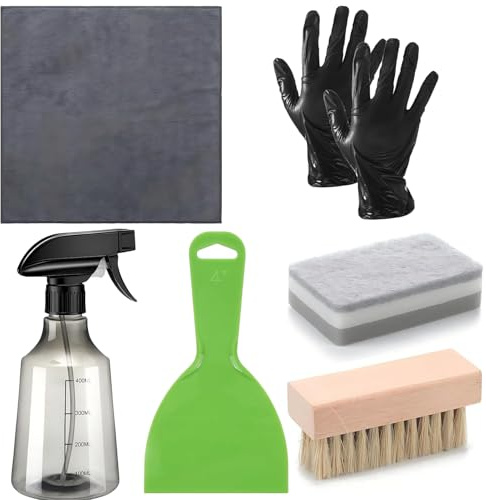 Wusideday Grabstein Reiniger Für Gräber,Reinigungsset | Tuch Handschuhe Schaber Bürste Sprühflasche Für Steinpflege Gedenkstätten Kirche Friedhof Outdoor Denkmalpflege