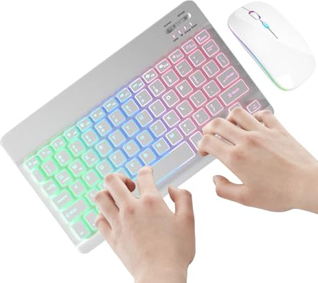 Wireless Keyboard And Mouse – 2.4G Adapter, 2 Modes | 7 Colors, Blue Tooth Keyboard And Mouse, Compact Computer Accessories For Cell Phones, Tablets, Notebooks, Home, Office Use