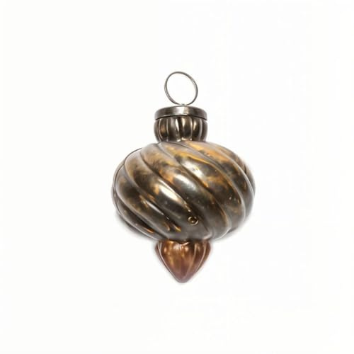 Antikas - Weihnachtskugel Glas Zwiebelform antik-Messing, patiniert, handgemacht in Indien