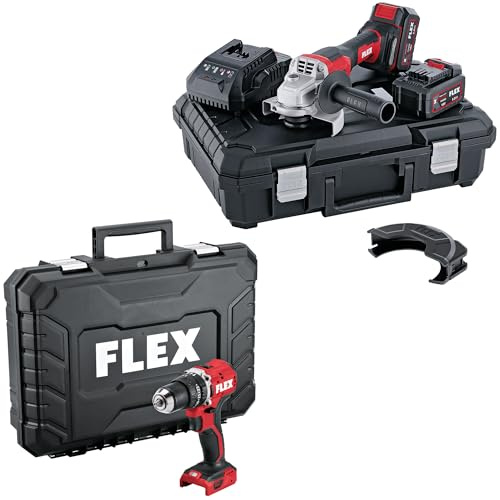 Flex Akku-Schlagbohrschrauber PD 2G 18-EC LD TC + Akku-Winkelschleifer L 125 18.0-EC LD/5.0 Set (schwarz/rot, 2-Gang 18 V Akku-Schlagbohrschrauber + Winkelschleifer 18 Volt, inkl. Zubehör) 535132