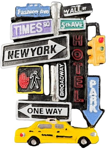 New York USA Fridge Magnet Travel Souvenir Resin Street Sign Collage Style Home Decoration Classic Landmark Craft