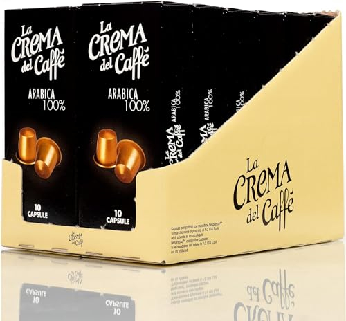 La Crema del Caffè Arabica 100%, 120 Capsule Compatibili Nespresso, Miscele Pregiate 100% Arabica dal Gusto Delicato ed Equilibrato con Note di Floreali e Fruttate