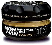 NISHMAN Haarstyling Wachs Für Männer 07 – Gold One 150g – Gold-One Duft – Natürlicher Glanz-Look – Starker Halt – Herren Haar-Gel Aqua Wachs – Langanhaltende Kontrolle und Definition