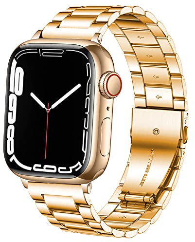 DEALELE Compatible iWatch Band Metal Acero Inoxidable Reemplazo para Correa, si es aplicable Apple Watch Series 4/3 / 2/1, Oro Rosa, 42mm/44mm