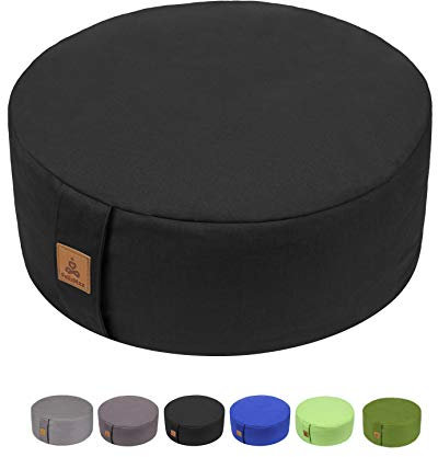FelizMax Zafu Meditationskissen,Meditationskissen, rund, Zabuton-Meditationskissen, Yoga-Kissen, Bodentasche, mit Reißverschluss, Bio-Baumwolle, maschinenwaschbar, schwarz, 13x13x5