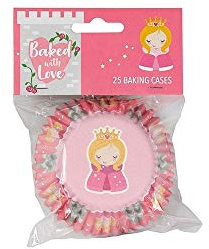Baked with Love Princess Baking Cases, 50mm Foil Lined Baking Cups, Greaseproof Cupcake Cases for Birthday, Celebration, Party, Pack of 25, Pink