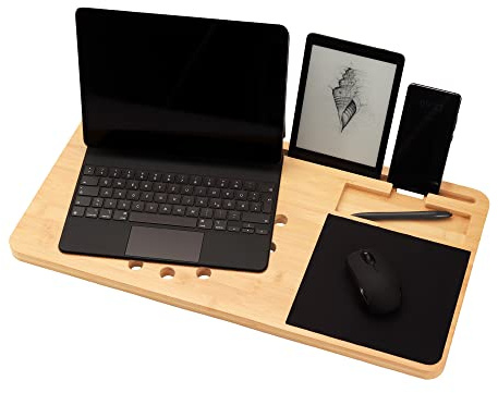 2in1 Laptopkissen Knietablett mit Mauspad, Laptoptisch mit Kissen, Laptop Unterlage, Knietisch aus Bambusholz