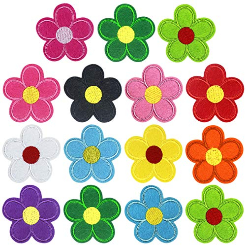 WEONE 26 Stücke Bügelflicken Set, Patches Zum Aufbügeln Oder Nähen Patches Sticker, Iron on Flicken Sonnenblume Aufnäher, DIY Kleidung Patches Aufkleber für Jeans Hosen Jacken T-Shirt Taschen
