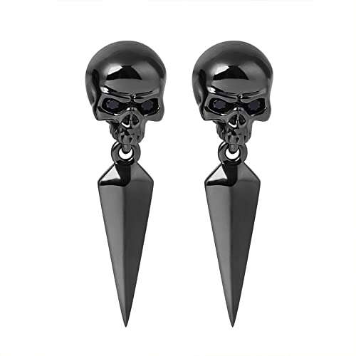 GNOCE Damen Schädel Hängend Ohrringe mit Schwarz plattiertem 925 Sterling Silber Schmuck Geschenk für Frauen Freundin Mädchen