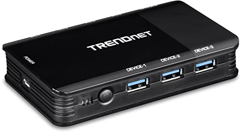 TRENDnet, TK-U404, 4-Port USB 3.1 Sharing Switch für 4 Computer, Flash-Laufwerk-Sharing, Scanner, Drucker, Maus, Tastatur, Windows- und Mac-kompatibel