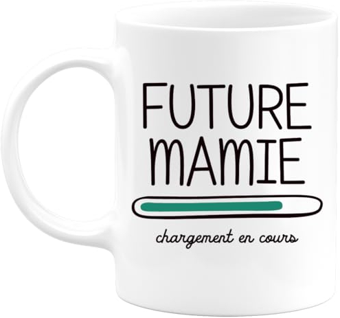 quotedazur - Mug Future Mamie 2025 Chargement En Cours - Cadeau Annonce Grand-Mère - Annonce Grossesse - Blanc/Céramique