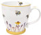 Busy Bees Colourful Floral Fine Chine Breakfast Mug by The Jennifer Rose Gallery