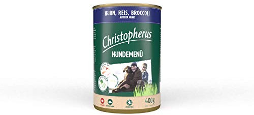Christopherus Hundemenü Senior, Mit Huhn, Reis, Broccoli, Vollnahrung für ältere Hunde, Nassfutter, 6 x 400 g