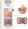 BIBS Couture Schnuller 2er-Pack, BPA-frei, Kiefergerechte Form. Naturkautschuk/Latex, Hergestellt in Dänemark. 0-6 Monate (2er Pack), Peach/Woodchuck