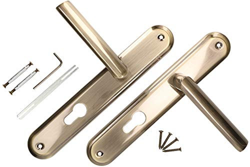KOTARBAU® - Set di maniglie per porta battente PZ, 90 mm, maniglia a coda lunga, patina, universale, moderno
