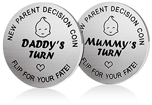 Neue Papa Mama Geschenke Entscheidungsmünze,LucBuy Lustiges Neues Babygeschenk Neue Eltern Geschenk Schwangerschaftsgeschenk,Babyparty Mütter Vatertag Weihnachten Geburtstag Thanksgiving Geschenk
