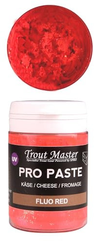 Trout Master Forellenpaste zum Forellenangeln 60g Pro Paste Teig, Farbe/Aroma:Fluoro Red/Käse
