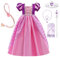 Lito Angels Vestito Costume da Principessa Rapunzel con Accessori per Bambina, Taglia 7-8 Anni, Manica Corta, Rosa Viola