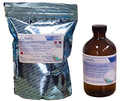 Resina a freddo BMS per riparazione protesi Rosa Venata 1kg polvere + 500ml liquido, per odontotecnico