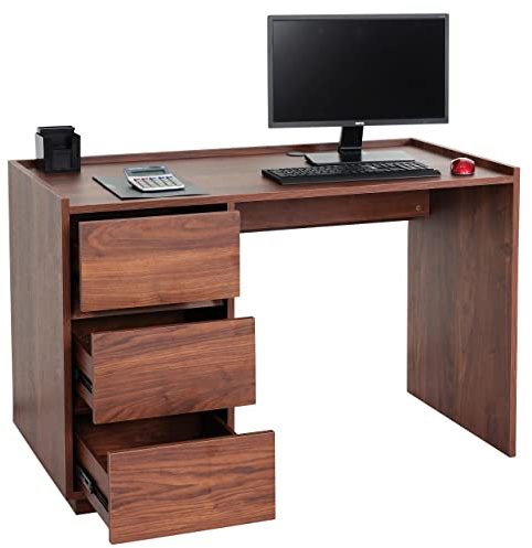 Mendler Schreibtisch HWC-J78, Schublade 78x121x60cm - Walnuss-Optik | Bürotisch, Computertisch, Arbeitstisch
