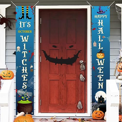 Koliphy Halloween Tür Banner Deko, Halloween Banner für Party Dekoration, Ideal für Zuhause, Garten, Drinnen und Draußen