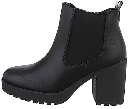 Ital Design Damenschuhe Stiefeletten High-Heel Stiefeletten, XT06P-, Kunstleder, Schwarz, Gr. 37
