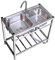 AMMOI Spültisch Edelstahl 2 Becken Mit Warm- Und Kaltwasserhahn Spüle Freistehend Küchenspüle Mit Abfluss Und Komplettem Zubehör Für Werkstatt Restaurant Outdoor Garten (Size : 70x38cm)