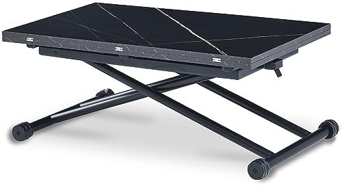INTENSE DECO Table Basse relevable Philadelphia Effet céramique Noir