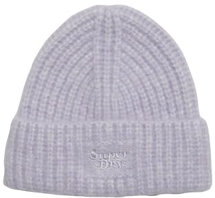 Superdry Damen Rib Knit Beanie Hat Baskenmütze, Lila meliert, One Size