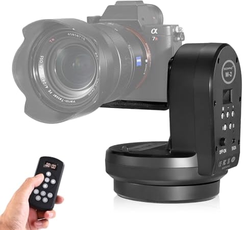 Soonpho M2 Motorized Tripod Head Electric 360 Degree Erectable Electric Remote Panorama Pan Head with Remote Control AB Two Point Type for DSLR Tripod Mobile Phone