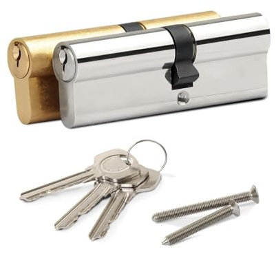 Door Lock Cylinder 6 Pin Euro Barrel Anti-Drill Patio Front Caravan UPVC 6 Pin, 60/40 Nickel, Regular Pair