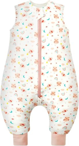 WYTbaby Gigoteuse pour bébé 1,0 tog 1,5 avec jambes, 100 % coton, sans manches, couverture portable pour garçons et filles
