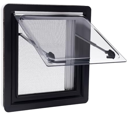 SAUADY Ventana para caravana, ventana lateral, ángulo de apertura de 70°, ventana de exposición, para autocaravanas, vehículos, 45 x 50 cm