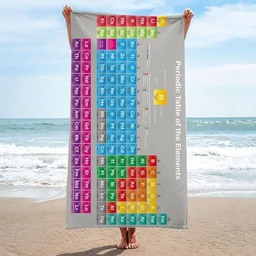 3D Strandtuch 70x150 cm Periodensystem Badetuch Groß Periodensystem Microfaser Handtücher Weich Schnell Trocknen Strandhandtuch Herren Frauen Badetücher, Strandtücher Strandlaken Handtuch A1094