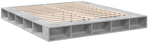 vidaXL Bettgestell, Bett mit Stauraum für Schlafzimmer, Bettrahmen mit Lattenrost, Schlafzimmerbett Doppelbett, Betongrau 180x200cm Holzwerkstoff