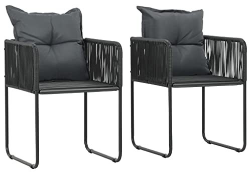 kettler gartenstuhl,gartenstühle wetterfest,Garten klappstuhl,Gartenstühle 2 STK. mit Polstern Poly Rattan SchwarzGeeignet für Garten, Terrasse, Esszimmer