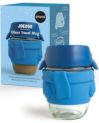 OTOTO Joe Reise-Kaffeetasse – 370 ml Kaffee-Reisebecher, heiße und kalte Kaffeetasse mit Deckel, auslaufsichere Teetasse mit Deckel, BPA-frei, einzigartige Kaffeetassen, lustige, niedliche