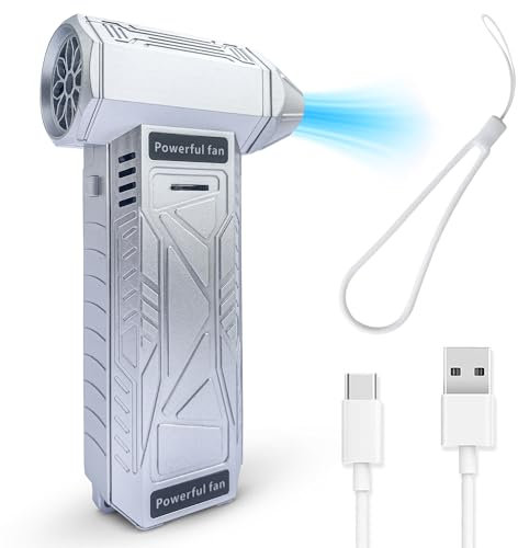 Paulton Turbo Fan | Portable Hand Fan | Jet Fan | Personal Fan | Blower Fan for Air Cleaning to Computer, BBQ Fire Fan with rechargable battery, Type C Charging Port in Gray Colour