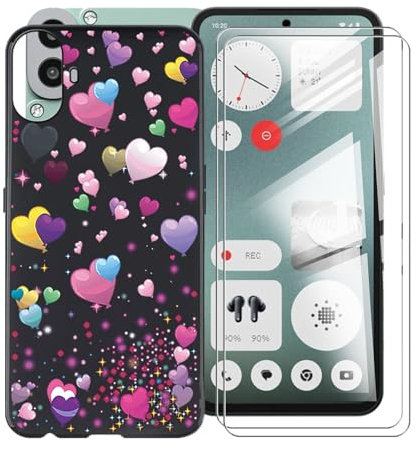 AQGGIIXY Hülle für Nothing CMF Phone 1 (6.67) +(2 Stück) Gehärtetem Glas Schutzfolie, Ultradünne Schwarz Kratzfest Weich Silikon TPU Bumper Schutzhülle Cover für Nothing CMF Phone 1 - YQ29