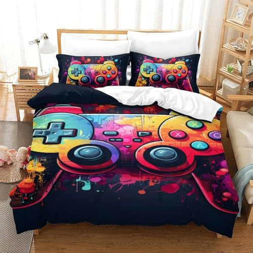 GZCVBDYUY Spielpad 3D Gedruckt Bettwäsche-Set 3 Teilig Bettbezug Set Mit Kissenbezug Soft Microfaser Luxus Modern Mit Reißverschluss Für Erwachsene Und Kinder Single(140x200cm)