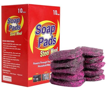 Fregaplatos - Estropajo De Metal con Jabón | Estropajos Que No Rayan | 10 Estropajos Rellenos De Jabón | Almohadillas De Limpieza De Platos Y Ollas Prejabonadas para Fregar