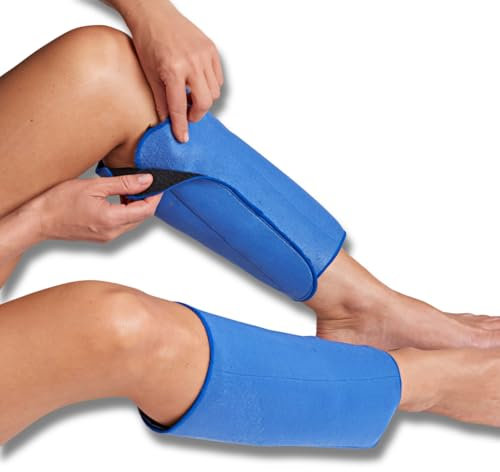 3 PAGEN® 2x Kühlbandagen für die Beine, Kühlmanschette 2 Stück Waden, Kühlende Bandagen für Verletzung und Schwellungen, mit Gel Kühlpads und Klettverschluss, Wiederverwendbar und Komfortabel