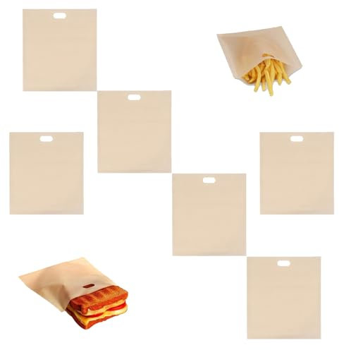 6 Pièces Sacs pour Grille-Pain, Réutilisables Antiadhésifs Sacs à Toasts, Sac Grille Pain Lavables pour Sandwich Panini Snacks