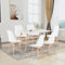 H.J WeDoo Esszimmergruppe Esstisch mit 6 Stühlen Essgrupp, Rechteckig Küchentisch und 6er Set Esszimmerstühle Sitzgruppe für Wohnzimmer Küche Büro(120x80cm Tisch+6 Weiß Stühle)