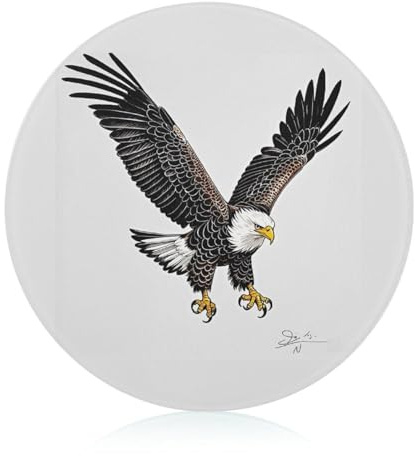Tagliere in vetro temperato con disegno di aquila calva, blocco stampato per immersioni, resistente ai graffi, resistente al calore, infrangibile, 20 cm