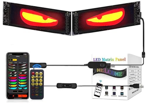 2er LED pour Camion, Devil Eyes Light for Cars, Écran LED Flexible et Programmable, Panneau Publicitaire pour Voiture, Camion, Magasin, Design DIY Dynamique