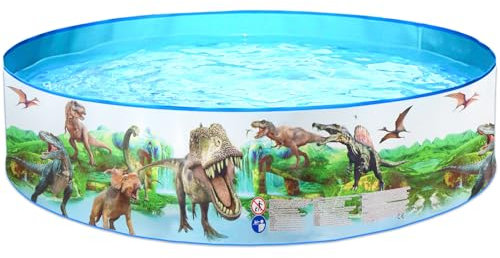 TOPWAYS Piscina infantil de dinosaurio, fácil instalación, sin inflar, piscina para niños al aire libre, tamaño 152 x 25 cm (dinosaurio)