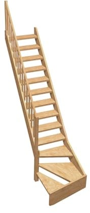 Normandie - Raumspartreppe viertelgewendelt unten links aus Holz