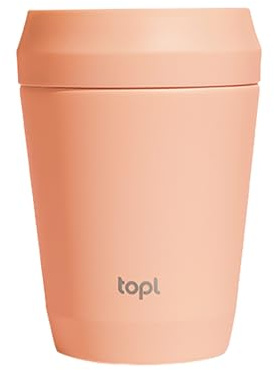TOPL to Go Coffee Cup – Insulated Travel Coffee Mug with 360° Leak‑Safe Lid, Stainless Steel Coffee Tumbler for Hot/Cold, Spill‑Resistant, BPA‑Free - Peach, 8 oz