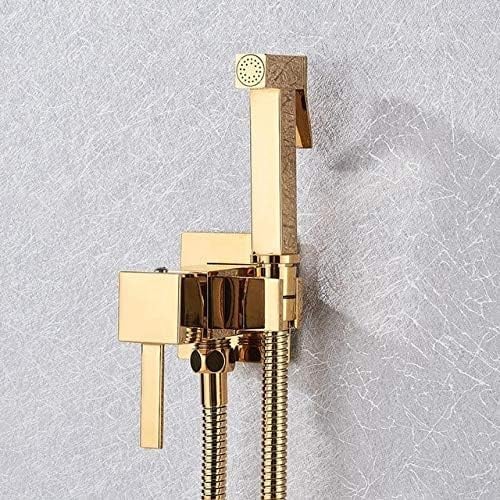 Bidet Armatur Messing Duscharmatur Waschmaschine Mischer Kalter Heißwassermischer Cre Square Duschsprüher Kopf Wasserhahn Wc Armaturen, Rose Gold